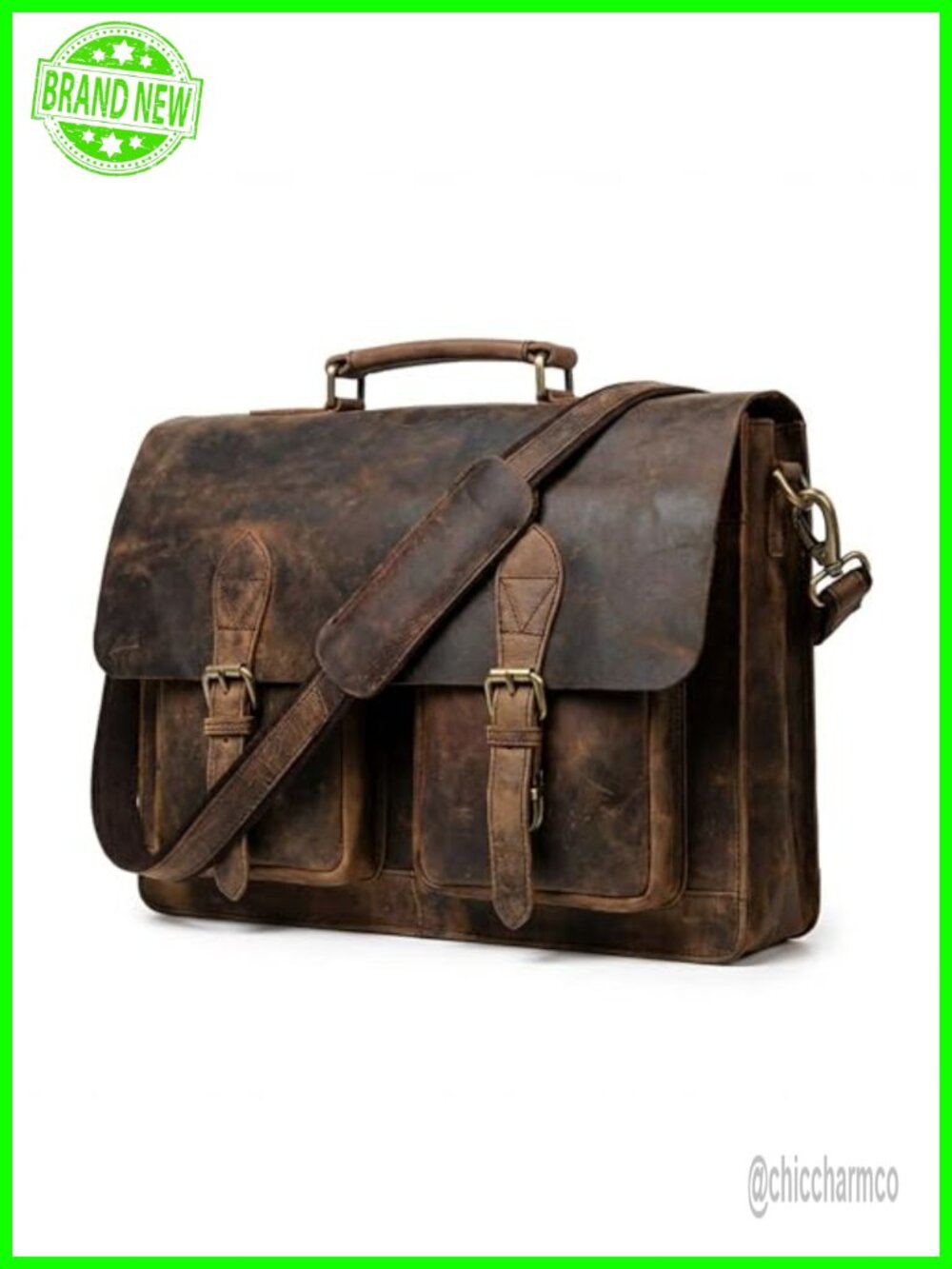 Handcrafted Buffalo Leather Laptop Messenger Bag Briefcase Crossbody Travel